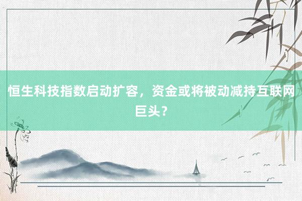 恒生科技指数启动扩容，资金或将被动减持互联网巨头？
