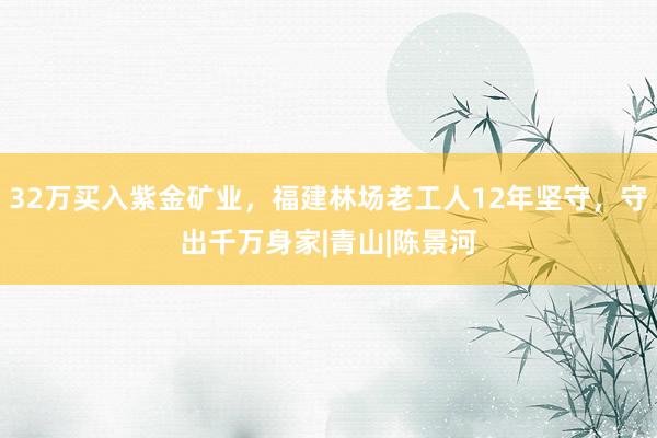 32万买入紫金矿业，福建林场老工人12年坚守，守出千万身家|青山|陈景河