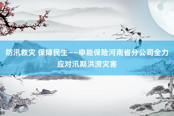 防汛救灾 保障民生——申能保险河南省分公司全力应对汛期洪涝灾害