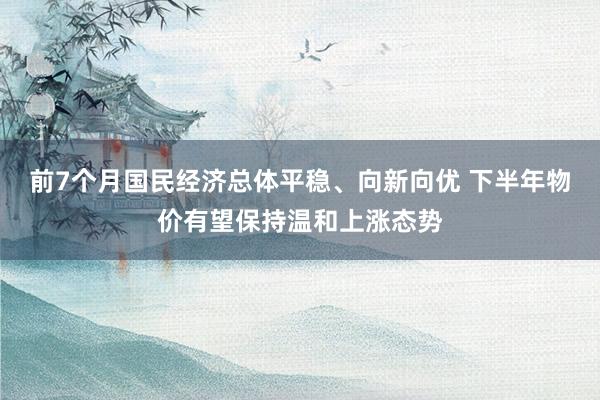 前7个月国民经济总体平稳、向新向优 下半年物价有望保持温和上涨态势