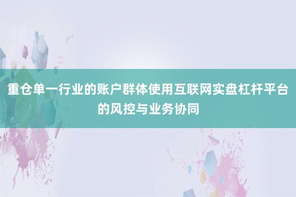 重仓单一行业的账户群体使用互联网实盘杠杆平台的风控与业务协同