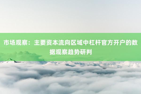 市场观察：主要资本流向区域中杠杆官方开户的数据观察趋势研判