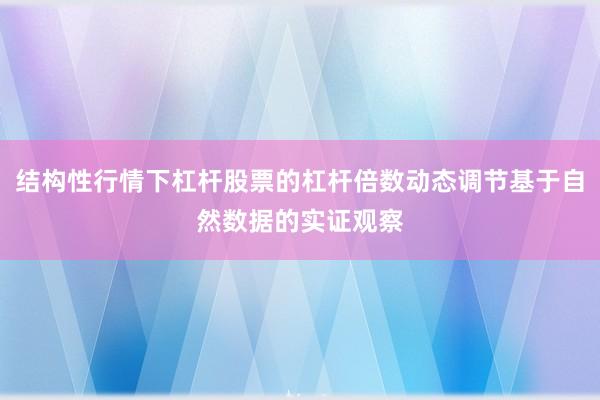 结构性行情下杠杆股票的杠杆倍数动态调节基于自然数据的实证观察