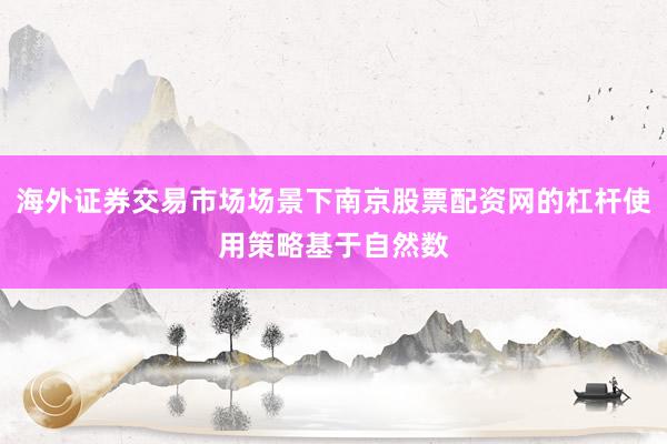 海外证券交易市场场景下南京股票配资网的杠杆使用策略基于自然数