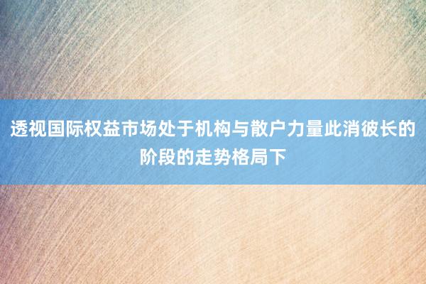 透视国际权益市场处于机构与散户力量此消彼长的阶段的走势格局下