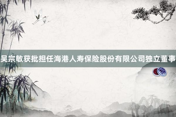 吴宗敏获批担任海港人寿保险股份有限公司独立董事