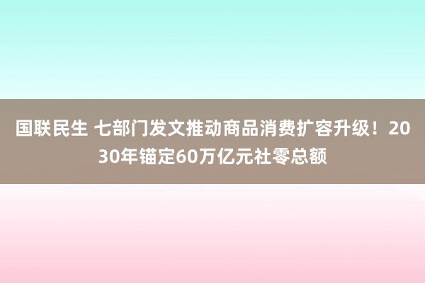 国联民生 七部门发文推动商品消费扩容升级！2030年锚定60万亿元社零总额