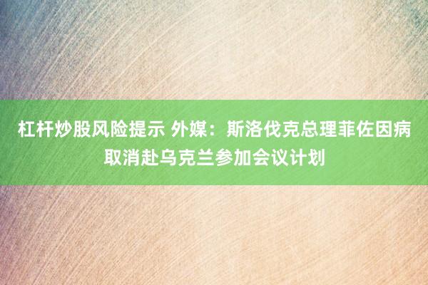 杠杆炒股风险提示 外媒：斯洛伐克总理菲佐因病取消赴乌克兰参加会议计划