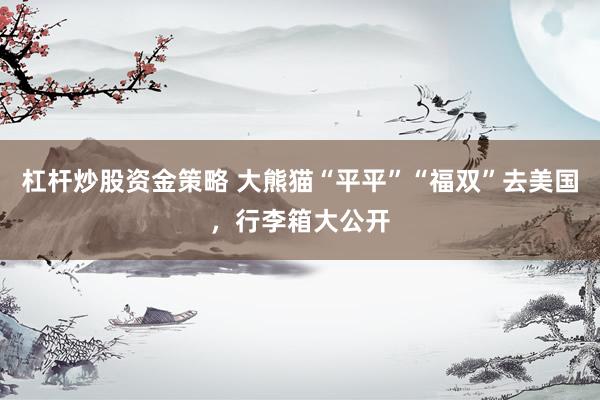 杠杆炒股资金策略 大熊猫“平平”“福双”去美国，行李箱大公开